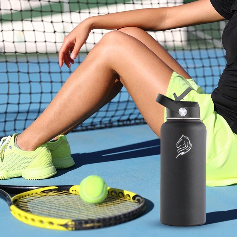 Coolnmore ανοξείδωτο μπουκάλι θερμός 1000ml με 3 καπάκια Jet Black. Ανοξείδωτο μπουκάλι νερού με καλαμάκι, στεγανό 100%. Μπουκάλι θερμός για καφέ. Ανοξείδωτο παγούρι νερού επαναχρησιμοποιούμενο ισοθερμικό, κατάλληλο για παιδιά, εγγύηση εφ' όρου ζωής