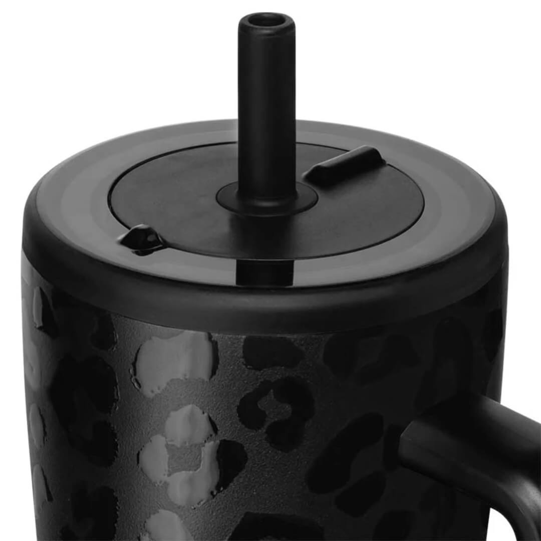 coolnmore black leopard vogue tumbler θερμος 1200ml με καλαμακι ανοξειδωτο με καπακι 3 λειτουργιων