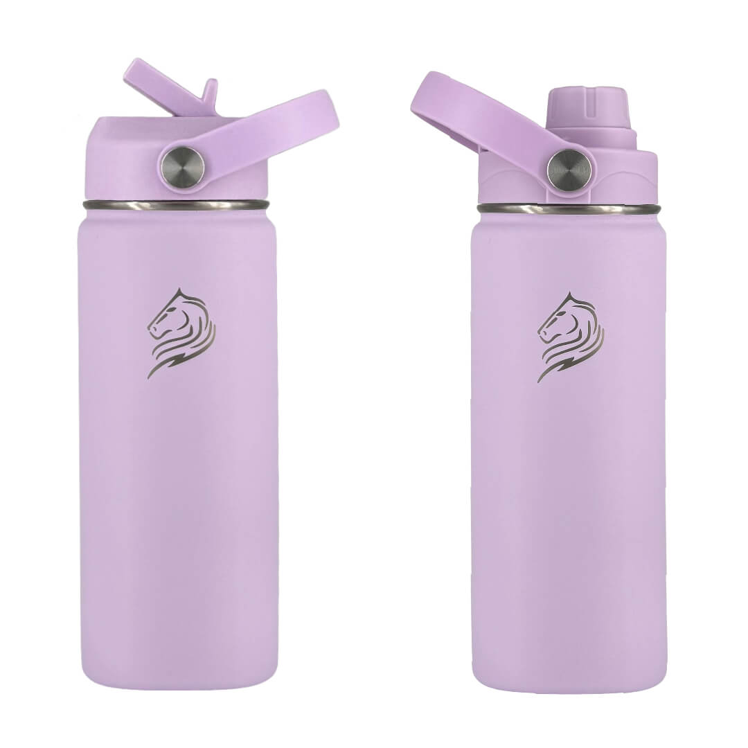 Coolnmore Lavender 350ml παιδικο παγουρι θερμος. Two purple water bottles with straws on a white background
