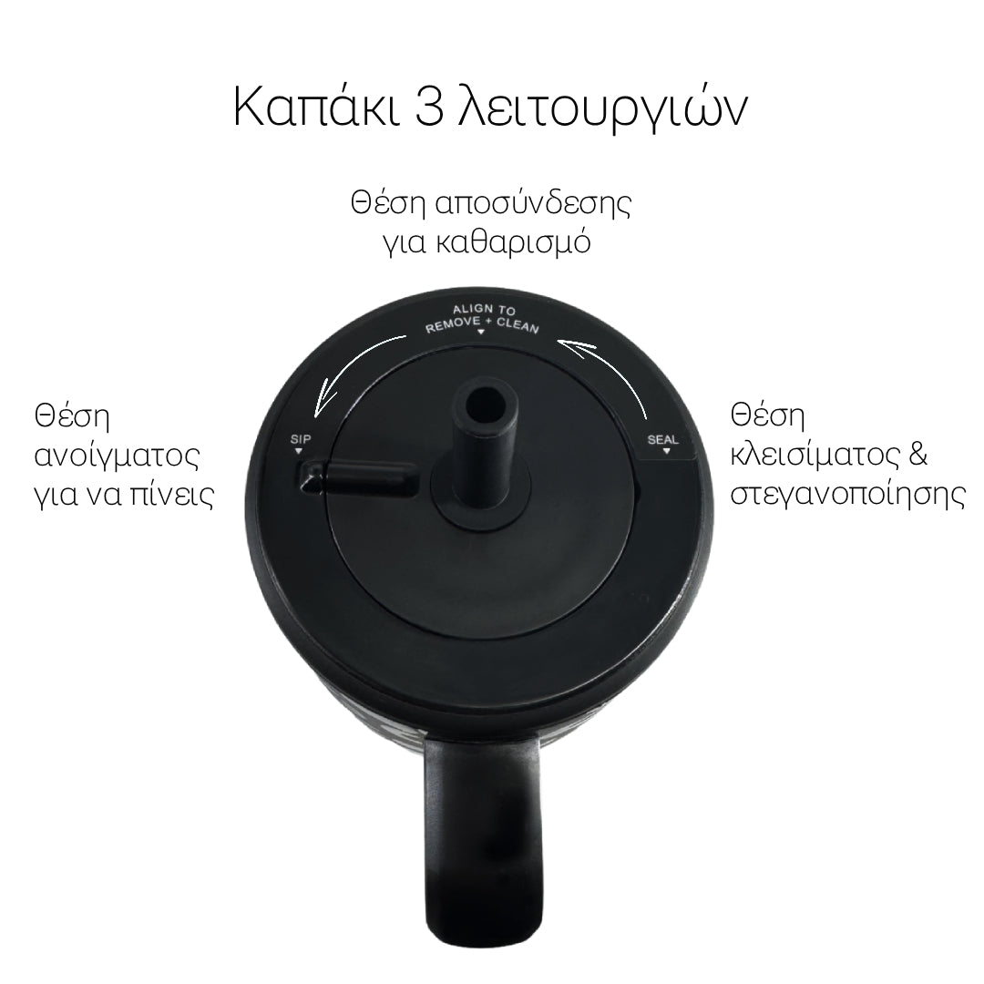 coolnmore titanium vogue tumbler θερμος 1200ml με καλαμακι ανοξειδωτο και καπακι περιστρεφομενο 3 λειτουργιων