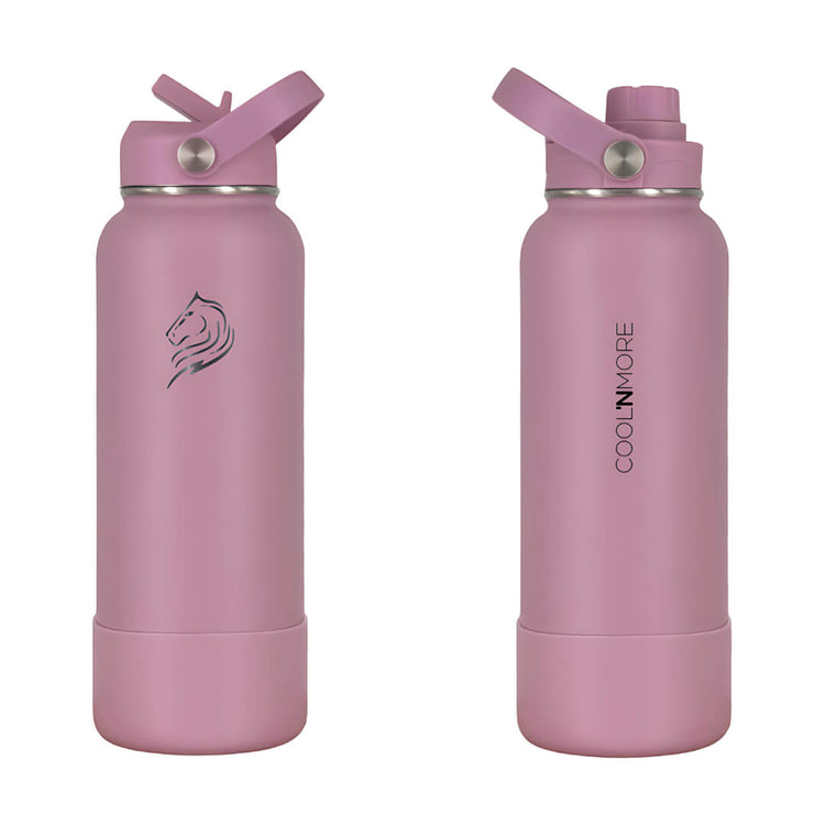 Coolnmore θερμος νερου 1 λιτρου με καλαμακι. με 2 διαφορετικα καπακια και βαση σιλικονης