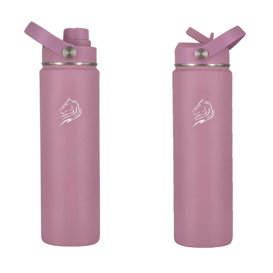 Coolnmore Velvet 500ml παγουρι θερμος νερου. Two purple water bottles with 2 lids and coolnmore logo on a white background