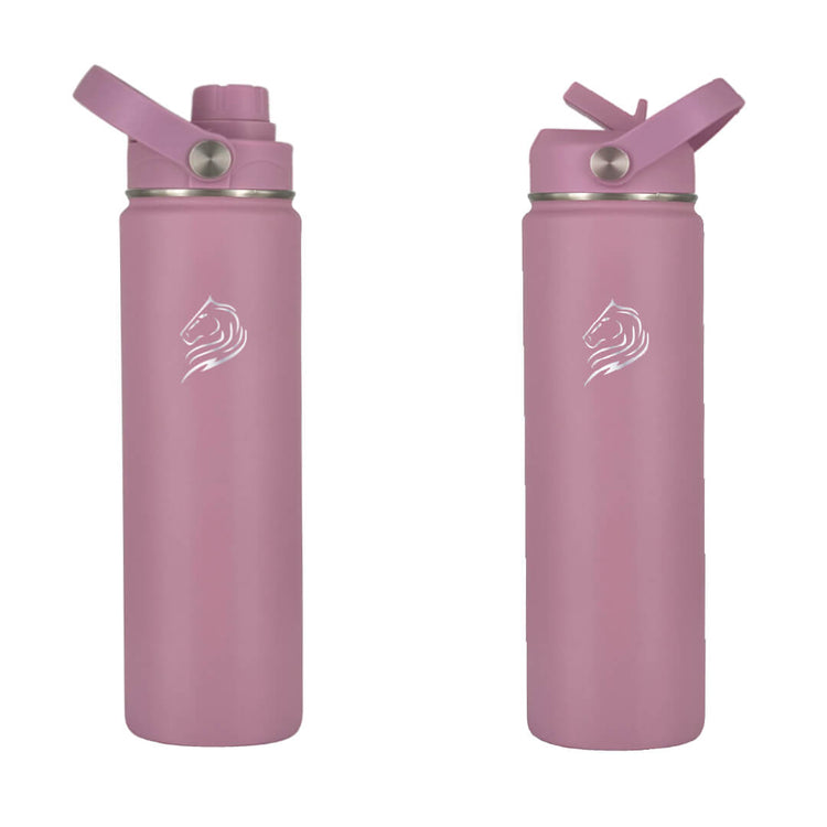 Coolnmore Velvet 500ml παγουρι θερμος νερου. Two purple water bottles with 2 lids and coolnmore logo on a white background