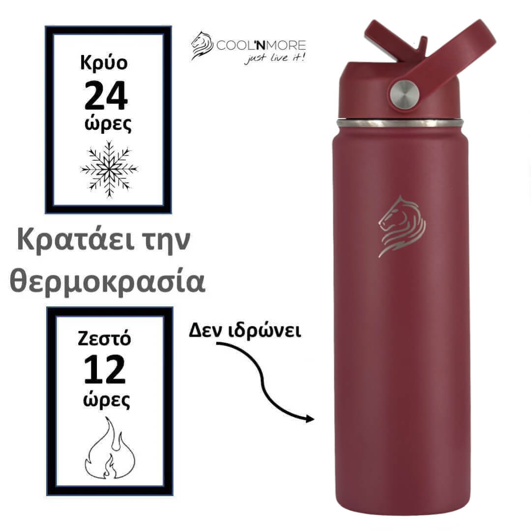 coolnmore-vibe-water-bottle-thermos-500ml, κραταει 24 ωρες κρυο νερο