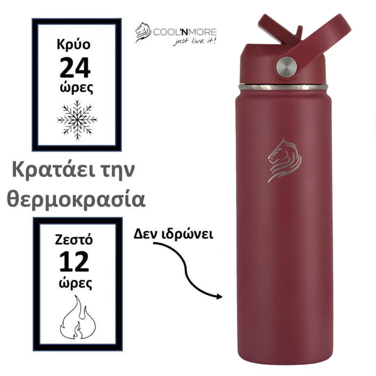 coolnmore-vibe-water-bottle-thermos-500ml, κραταει 24 ωρες κρυο νερο