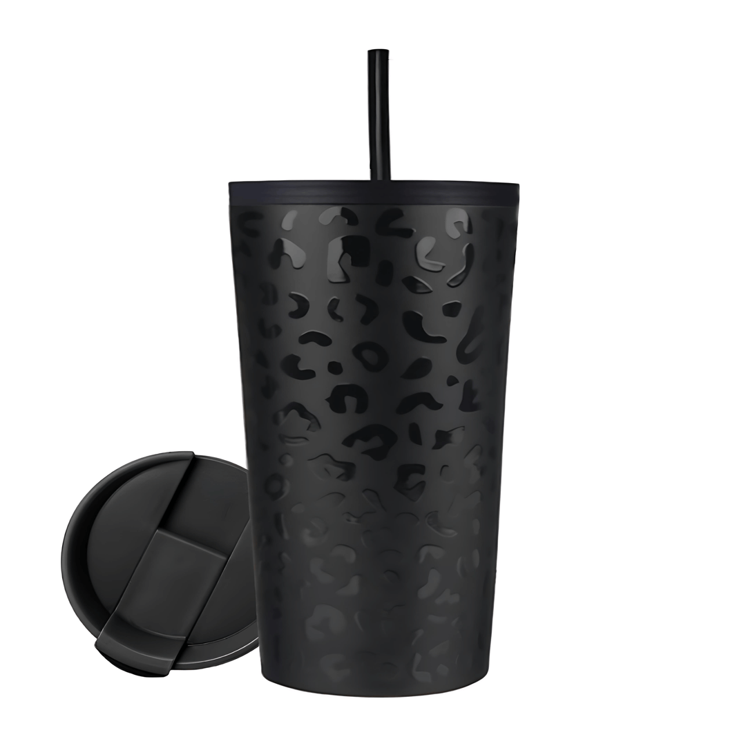 Coolnmore Black leopard tumbler ποτηρι θερμος καφε 350ml