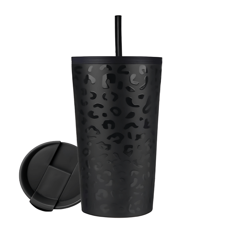 Coolnmore Black leopard tumbler ποτηρι θερμος καφε 350ml