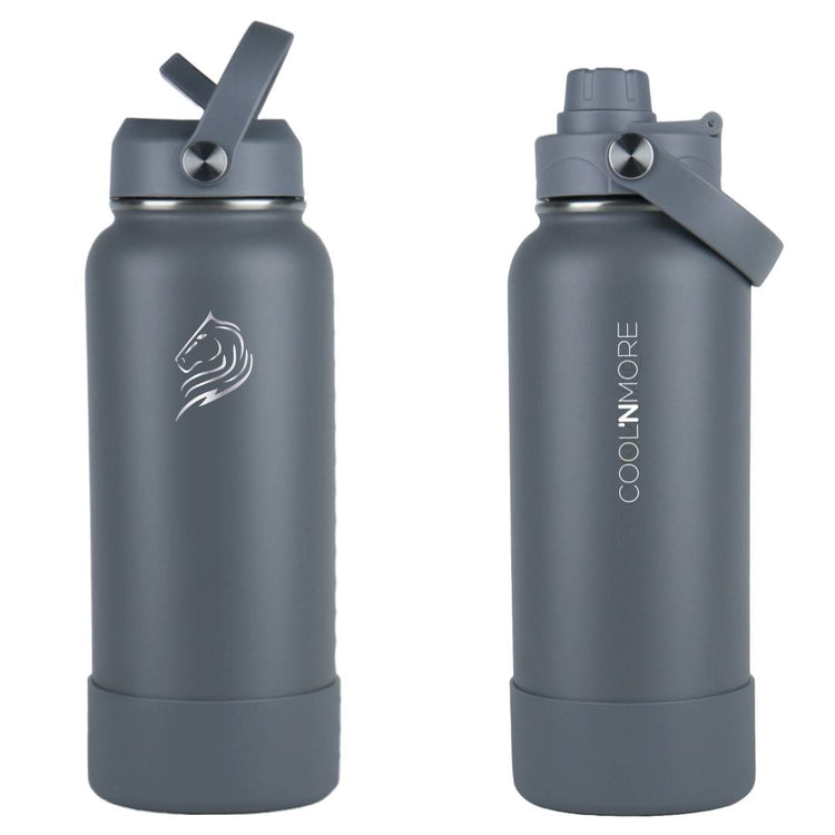 coolnmore lava grey παγουρι θερμος 1LT ανοξειδωτο με καπακι καλαμακι και sports καπακι 1000ml γκρι ματ