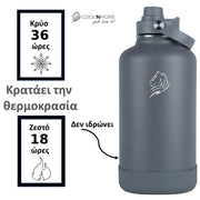 coolnmore θερμός 2L lava grey κραταει την θερμοκρασία για κρυα ροφήματα 36 ωρες και ζεστα για 18 ωρες