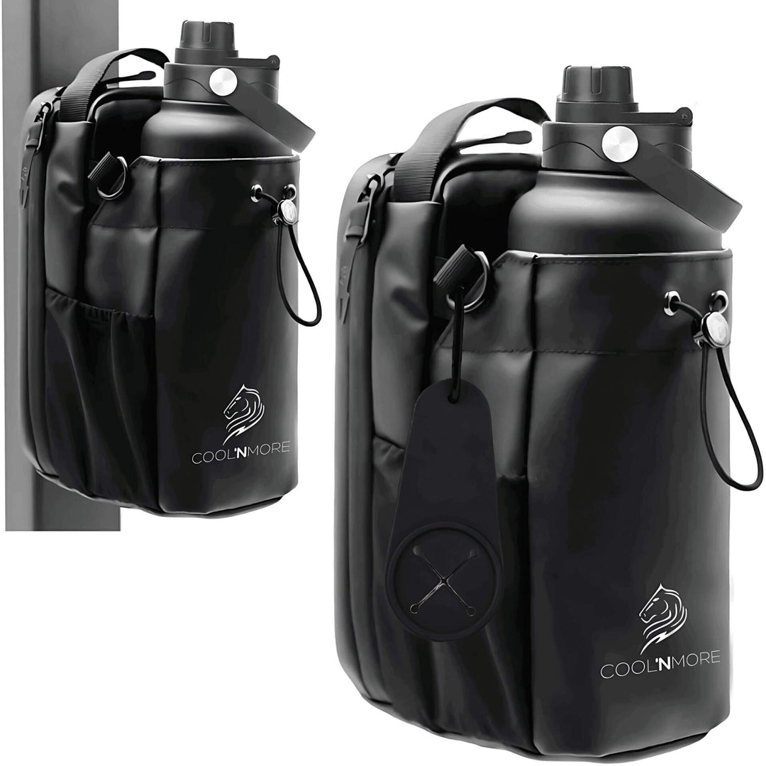 Μαγνητική τσάντα γυμναστηρίου CoolnMore GymBuddy με θήκη μπουκαλιού σε μαύρο χρώμα.