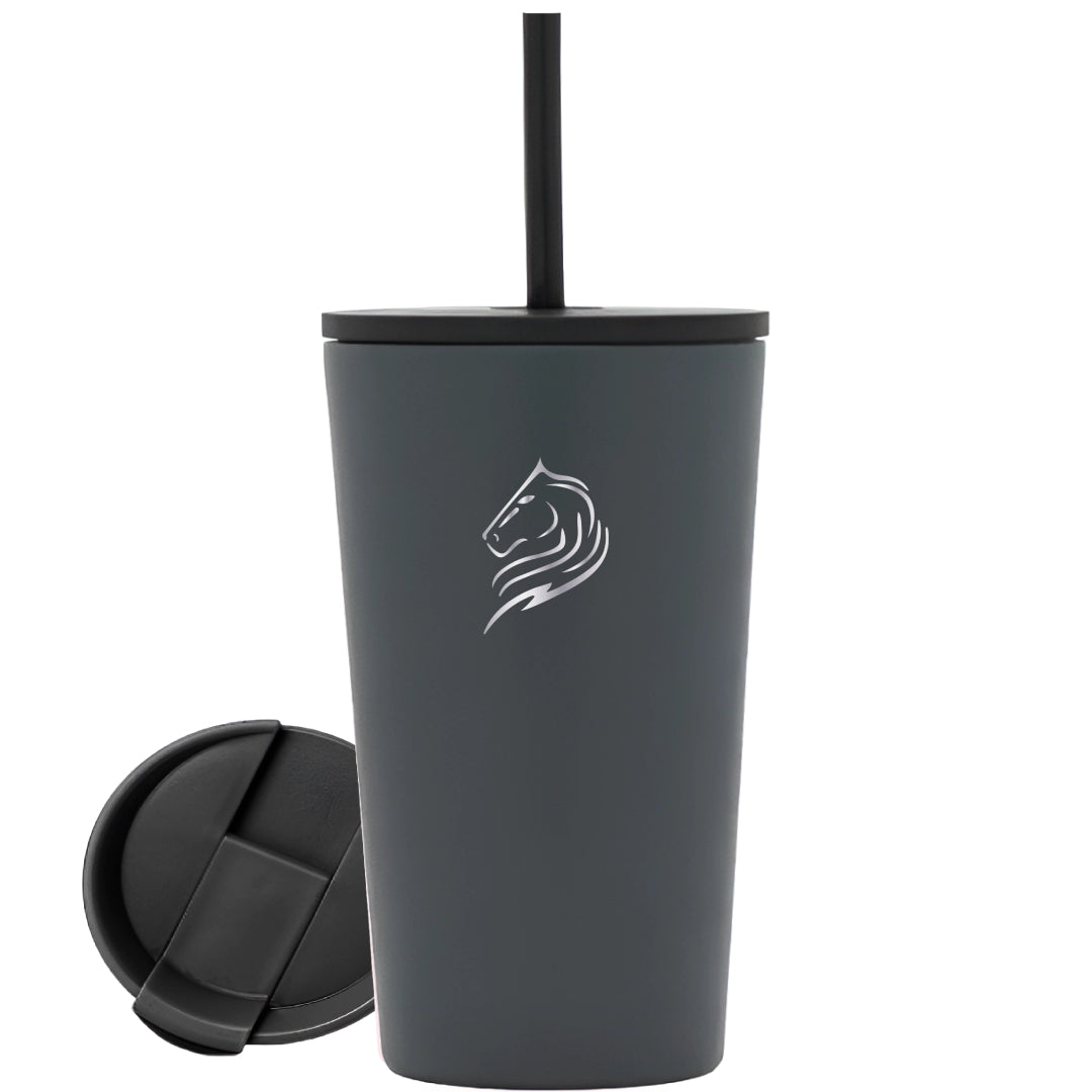 Θερμός ποτήρι καφέ Coolnmore Grey 350ml από ανοξείδωτο ατσάλι με καλαμάκι. Διαθέτει 2 καπάκια: ένα βιδωτό καπάκι με καλαμάκι για κρύα ροφήματα και ένα βιδωτό καπάκι flip-top για ζεστά ή κρύα ροφήματα. Ιδανικό για καθημερινή χρήση, σπίτι, γραφείο, ταξίδια, άθληση, περίπατο