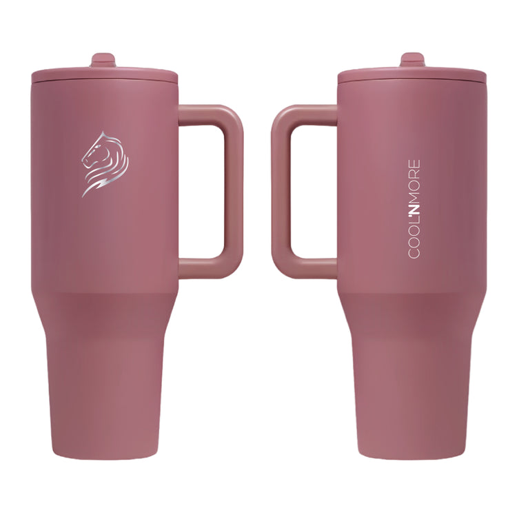 Coolnmore θερμος ποτηρι με χερουλι και 100% στεγανο καπακι και αναδιπλουμενο καλαμακι, χρωμα Smoke Pink