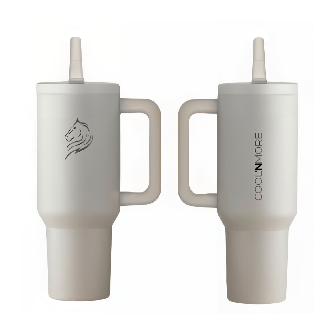 Coolnmore θερμος ποτηρι με χερουλι 600ml και 100% στεγανο καπακι και αναδιπλουμενο καλαμακι, χρωμα cream