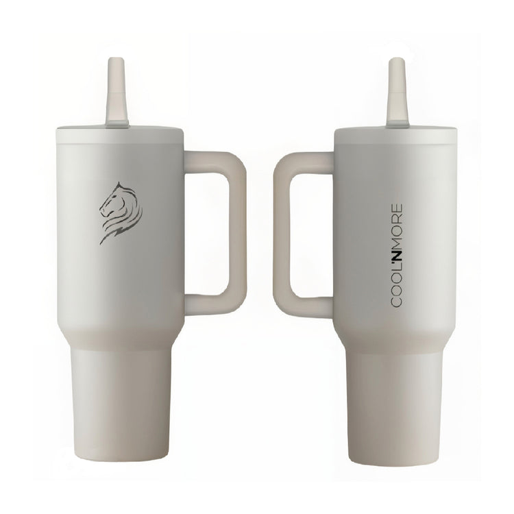 Coolnmore θερμος ποτηρι με χερουλι 600ml και 100% στεγανο καπακι και αναδιπλουμενο καλαμακι, χρωμα cream