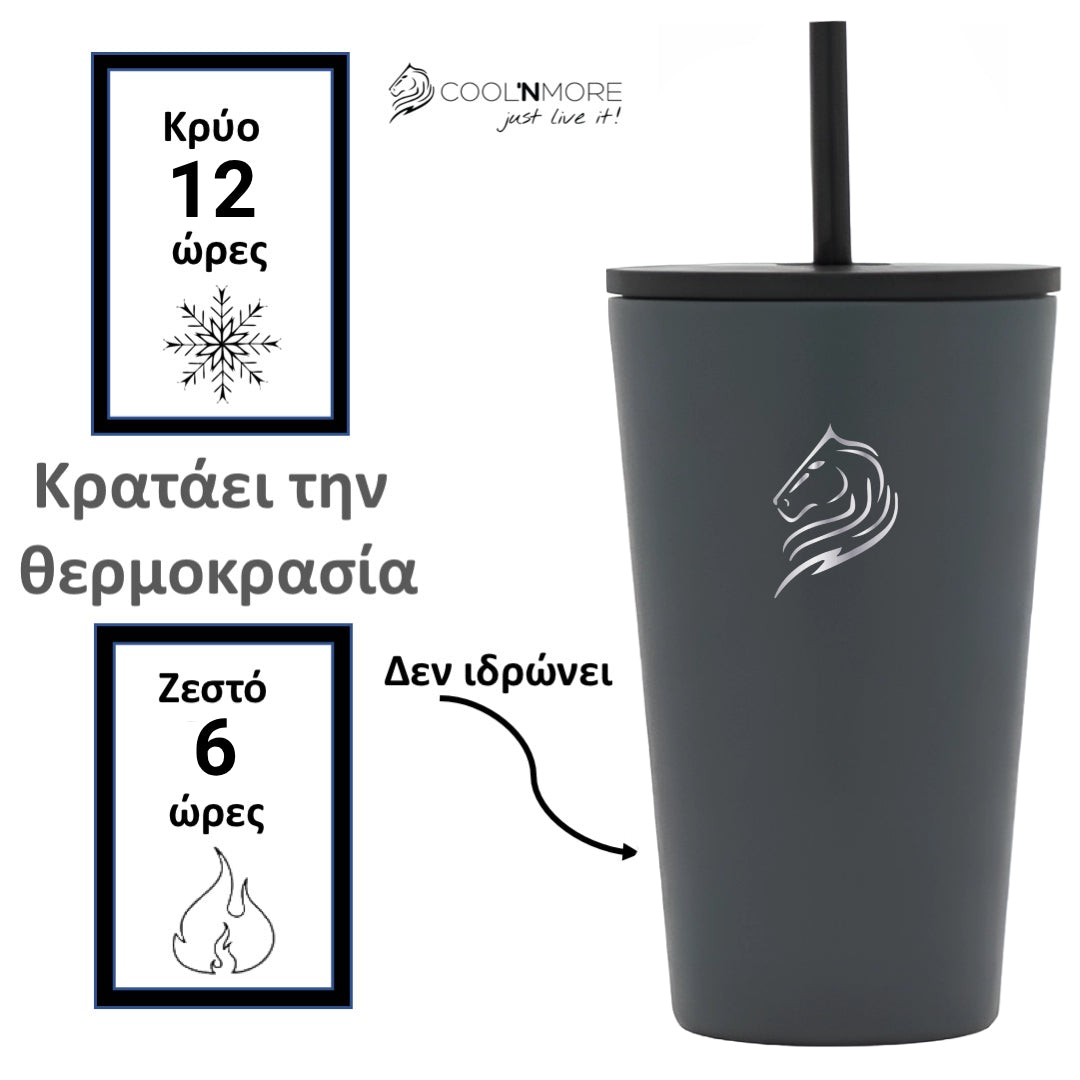 Coolnmore Θερμός για καφέ ποτήρι 350ml Grey: 2 τρόποι για να πίνετε (καπάκι με καλαμάκι & flip-top). Διατηρεί τα ροφήματα ζεστά έως 6 ώρες ή κρύα έως 12 ώρες. Ασφαλή θερμός για παιδιά, BPA free. Απολαύστε τον καφέ σας παντού με τα καλύτερα θερμός!