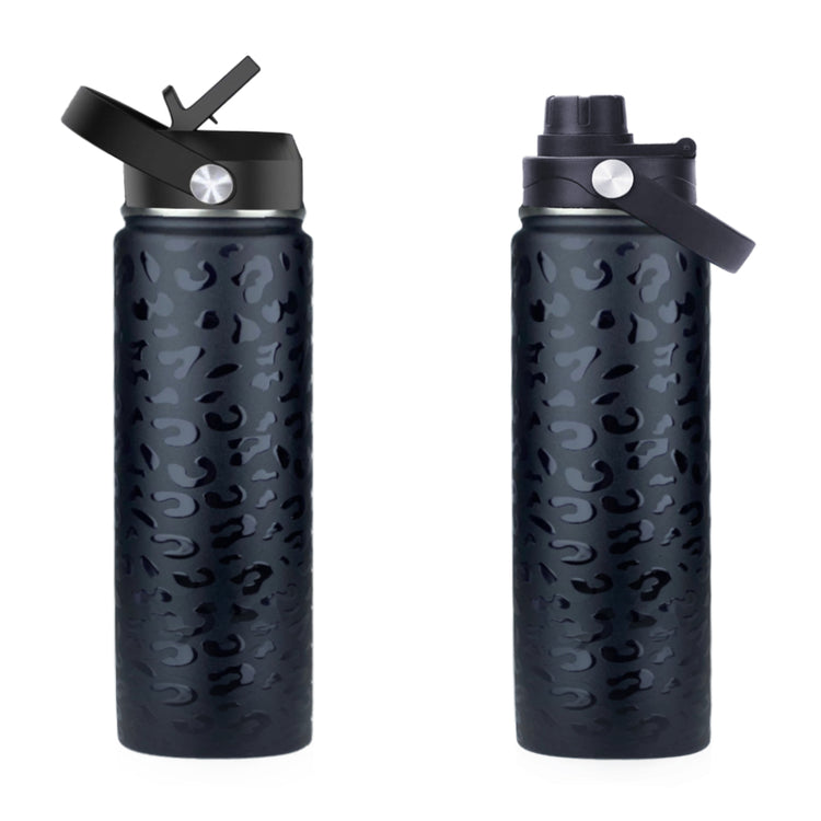 coolnmore black leopard θερμος 500ml με καλαμακι και sports καπακι
