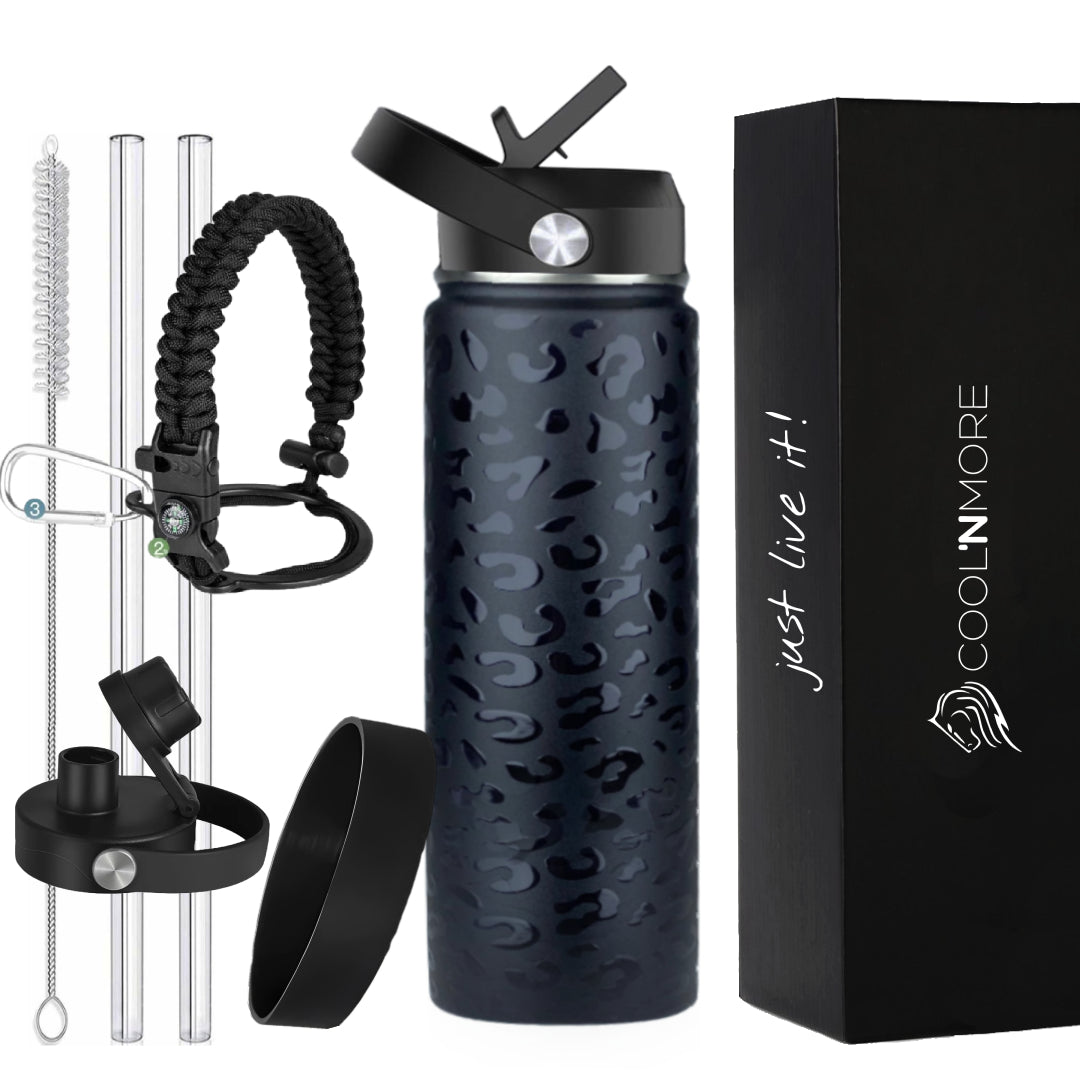 coolnmore black leopard θερμος 500ml full set με 7 αξεσουαρ