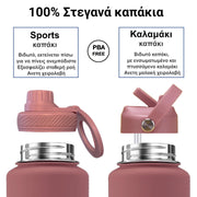 coolnmore Blossom Pink θερμος καφε νερου 1000ml ροζ ματ πολλοί λάτρεις του νερού αναφέρουν ότι βλέποντας το καπάκι με το καλαμάκι τους υπενθυμίζει ότι είναι ώρα για ξαναγέμισμα. Το sports καπάκι καθιστά εύκολο να πίνετε γουλιές με σταθερή ροή όλη την ημέρα χωρίς να διακόψετε τον ρυθμό σας, επιπλεον ειναι μαγνητικο για να στερεωνετε το κινητο σας