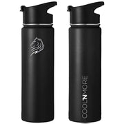 Ανοξείδωτο μπουκάλι θερμός coolnmore jet black  750ml με flip καπακι, περιλαμβάνει 3 καπάκια. Αυτό το ανοξείδωτο παγουρι θερμος με καλαμάκι, είναι ασφαλές για παιδιά, bpa free 