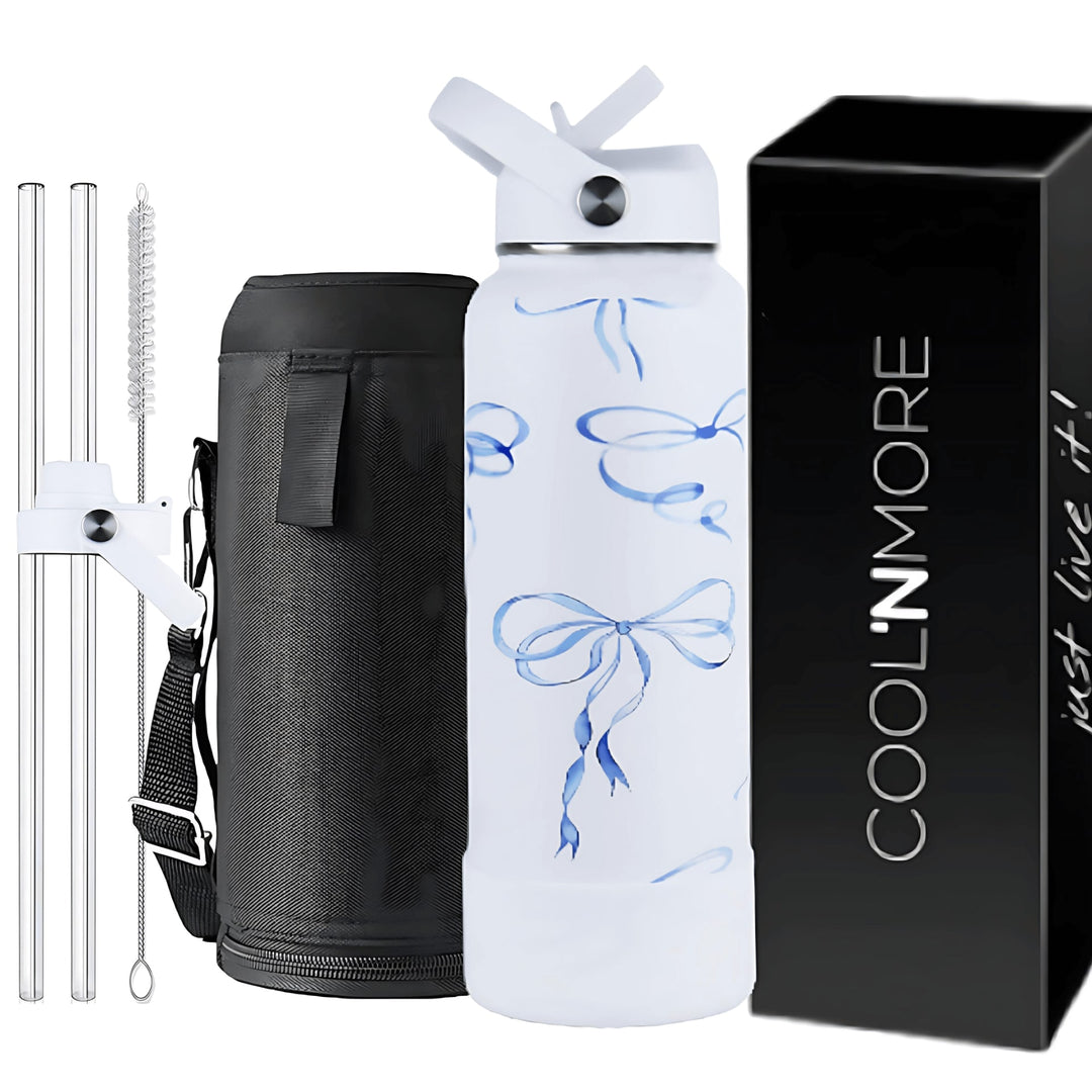 coolnmore bow θερμός 1 λίτρο με φιογκους πλήρες με 9 αξεσουάρ 