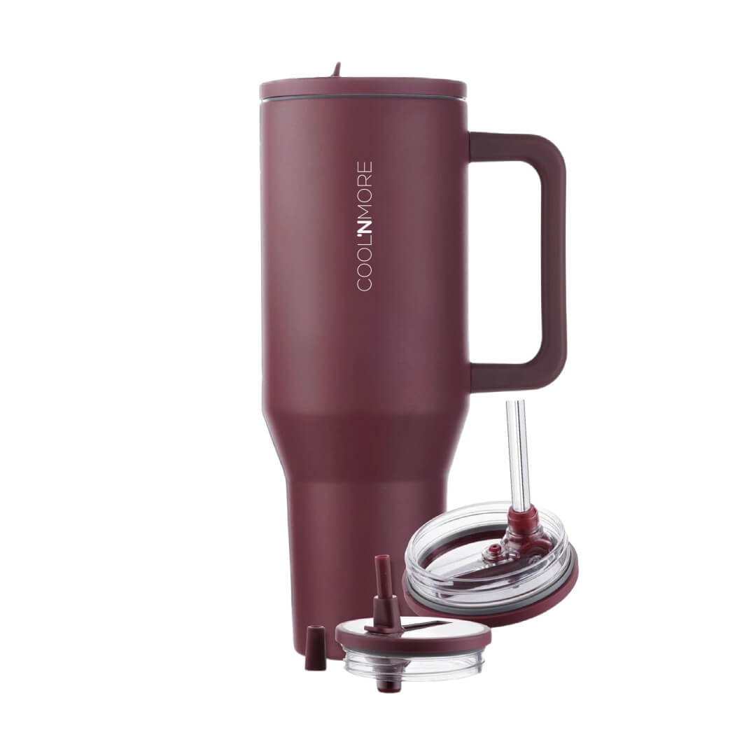 Coolnmore Cranberry Tumbler ποτήρι θερμός με Λαβή και καλαμάκι 1LT