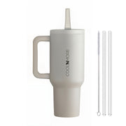 Coolnmore Tumbler θερμός ποτήρι με χερούλι 600ml με καλαμάκι Cream