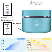 Θερμός φαγητού Coolnmore Cyan 350ml: Διατηρείστε το φαγητό σας ζεστό ή κρύο για ώρες με το ανοξείδωτο δοχείο φαγητού Coolnmore. Φαγητοδοχείο 100% στεγανό με 2 καπάκια. Ιδανικό θερμός φαγητού για το σχολείο, Θερμός φαγητού για μωρά 