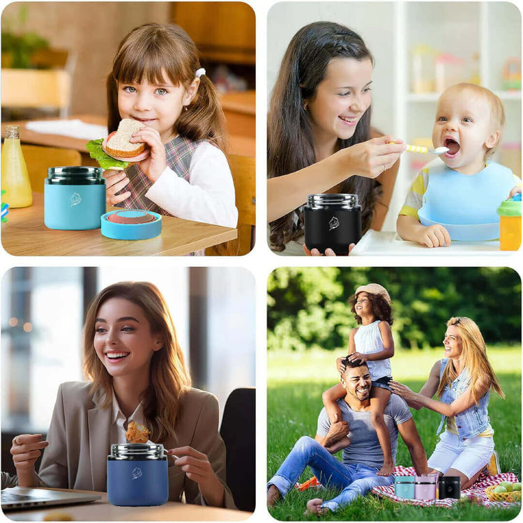 Coolnmore Θερμός φαγητού denim 800mlγια το σχολείο, την εκδρομή. Θερμός φαγητού για μωρά