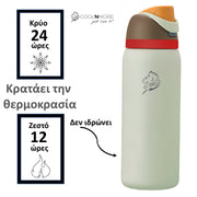 Coolnmore HydroMax παγούρι θερμος 1LT με καλαμακι ενσωματωμενο και 100% στεγανο καπακι με δαχτυλιδια σιλικονης 2 σε 1, κραταει τα ροφηματα 24 ωρες κρυα και 12 ωρες ζεστα, χρωμα sand