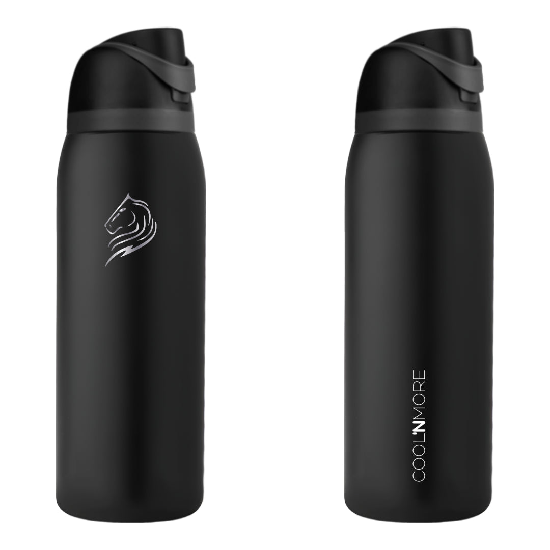 Coolnmore HydroMax παγούρι θερμος  με  καλαμακι, 500ml  και με 2 σε 1 100%  στεγανο καπακι , ανοξειδωτο μπουκαλι θερμος, χρωμα μαυρο bpa free