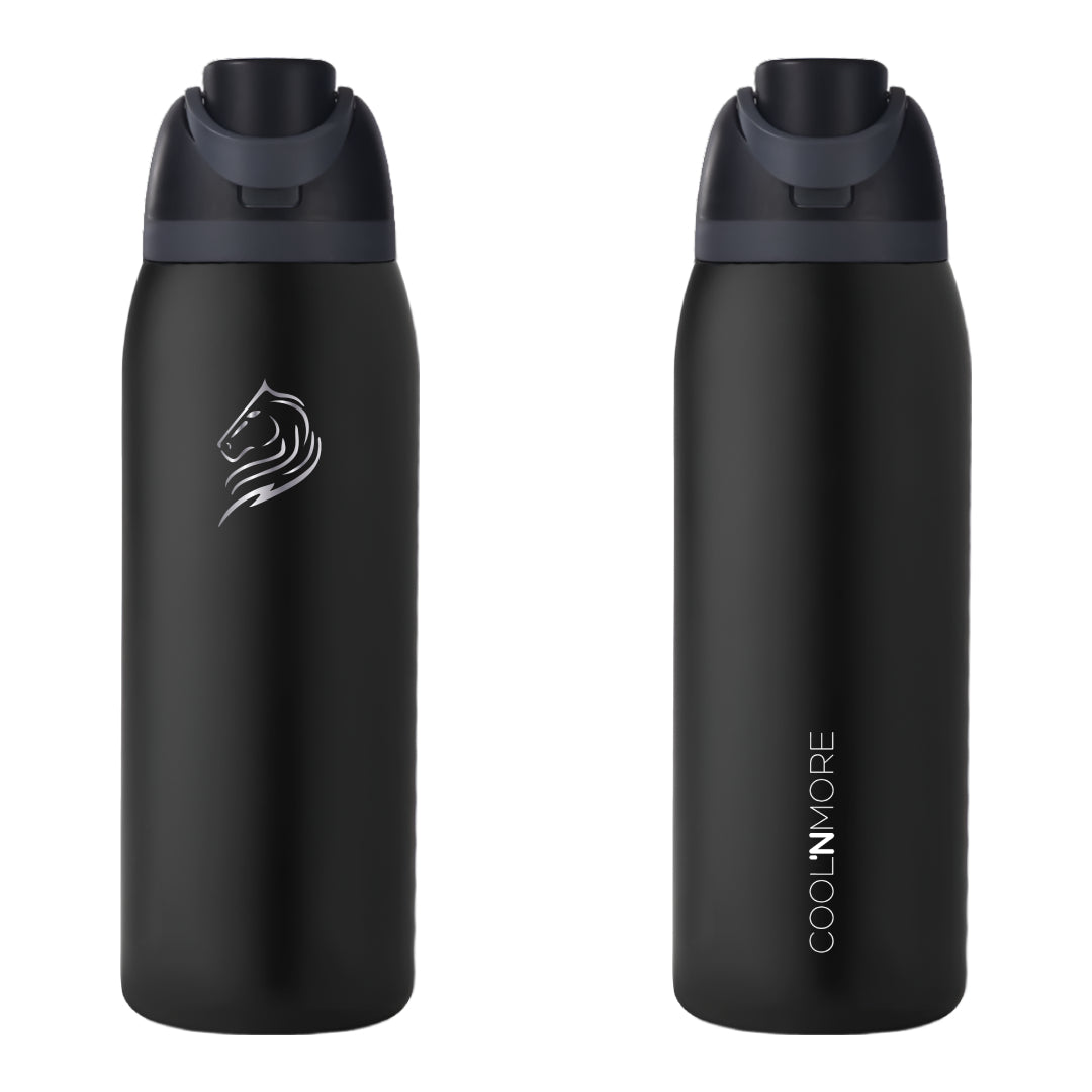 Coolnmore HydroMax μπουκαλι θερμος  με  καλαμακι, 500ml  και με 2 σε 1 100%  στεγανο καπακι , ανοξειδωτο μπουκαλι θερμος, χρωμα μαυρο