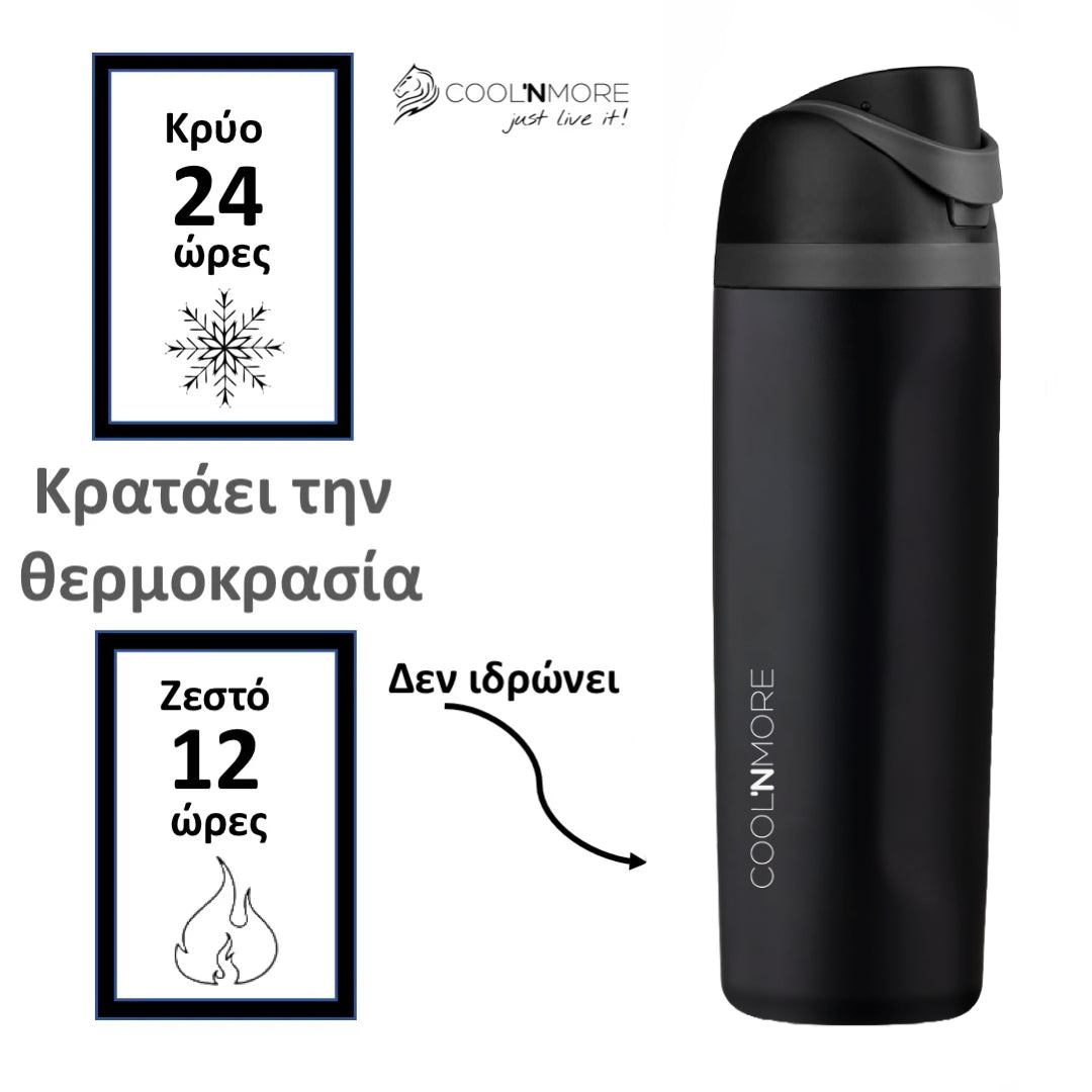 coolnmore hydromax θερμος 500ml με καλαμακι και καπακι 2 σε 1, κραταει 12 ωρες ζεστο και 24 ωρες κρυο 
