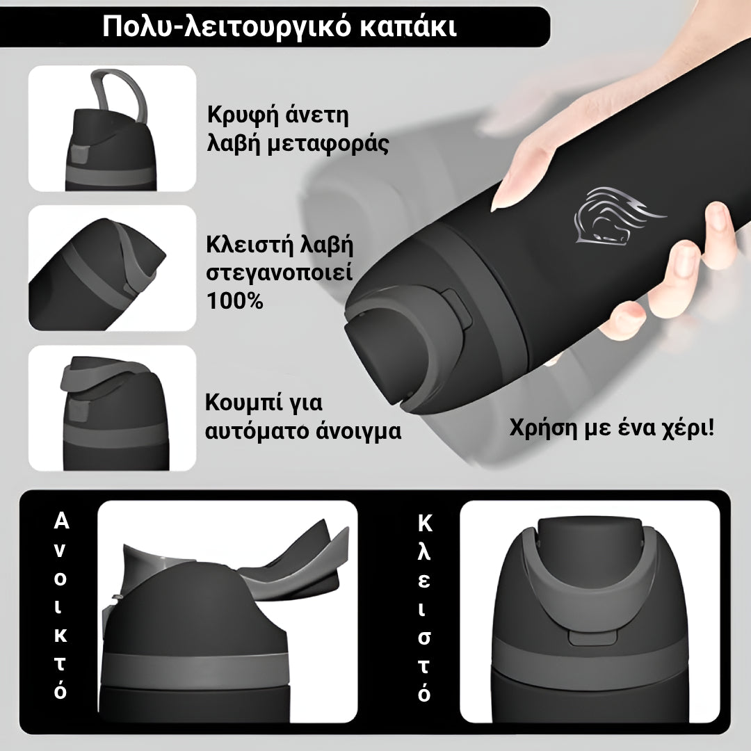 coolnmore hydromax θερμος 500ml με καλαμακι και καπακι 2 σε 1, με λαβη
