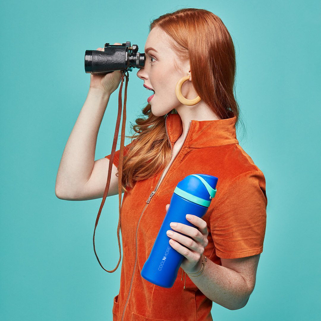 Coolnmore HydroMax παγούρι θερμος  με  καλαμακι, 500ml  και με 2 σε 1 100%  στεγανο καπακι , ανοξειδωτο μπουκαλι θερμος, χρωμα μπλε, stylish
