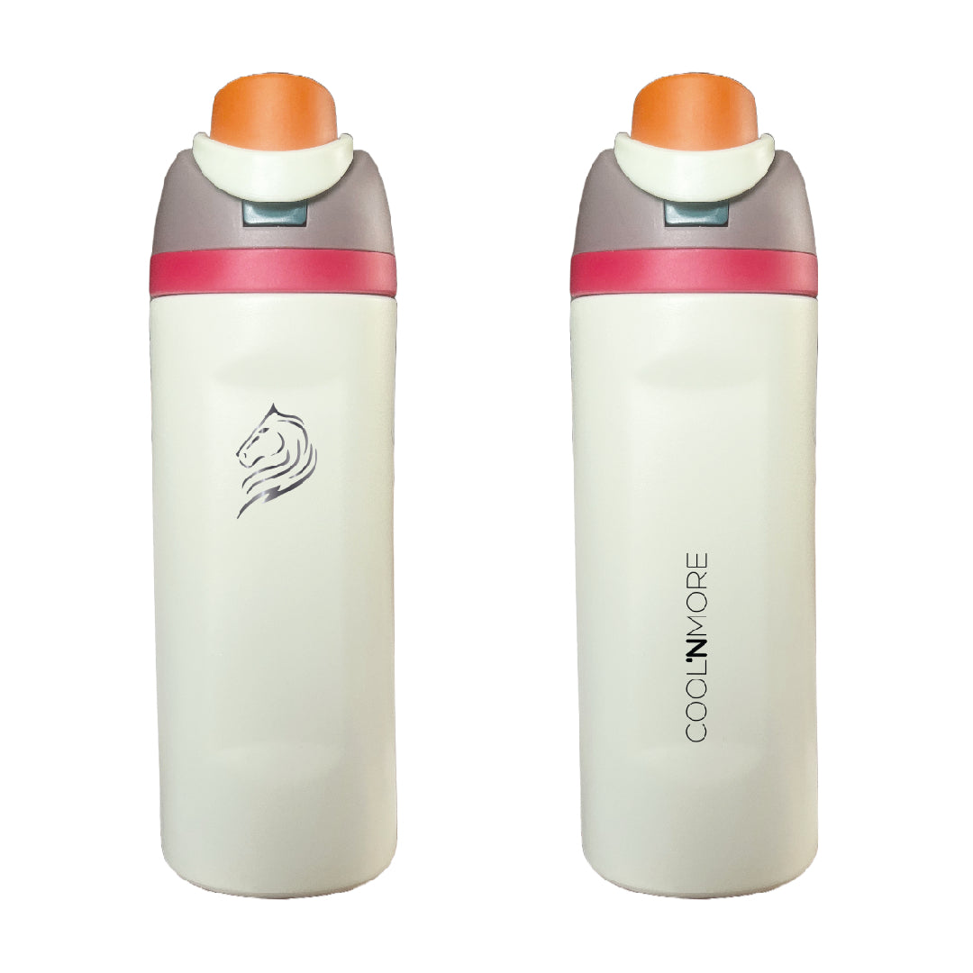 Coolnmore HydroMax μπουκαλι θερμος νερου μισου λιτρου με 100% στεγανο καπακι και αναδιπλουμενο καλαμακι, κρυφη λαβη μεταφορας, χρωμα sand