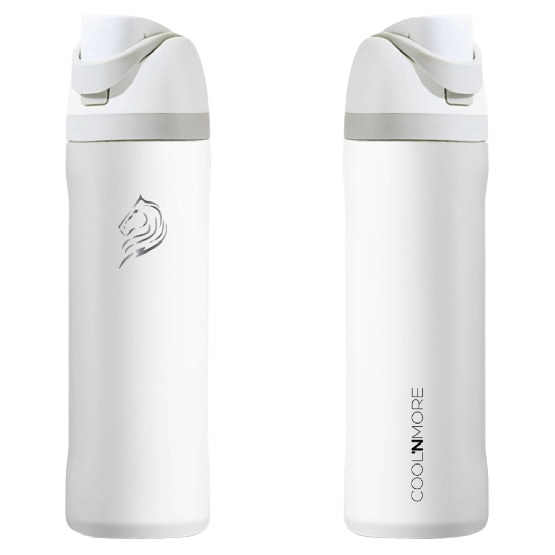 Coolnmore HydroMax μπουκαλι θερμος νερου 750ml με 100% στεγανο καπακι και αναδιπλουμενο καλαμακι, κρυφη λαβη μεταφορας, χρωμα snow