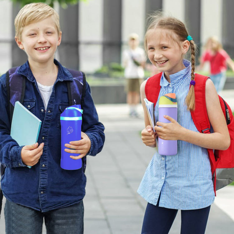 Coolnmore HydroMax παγούρι θερμος  με  καλαμακι, 500ml  και με 2 σε  1  στεγανο καπακι , ανοξειδωτο μπουκαλι θερμος, χρωμα lilac, καταλληλο για παιδια