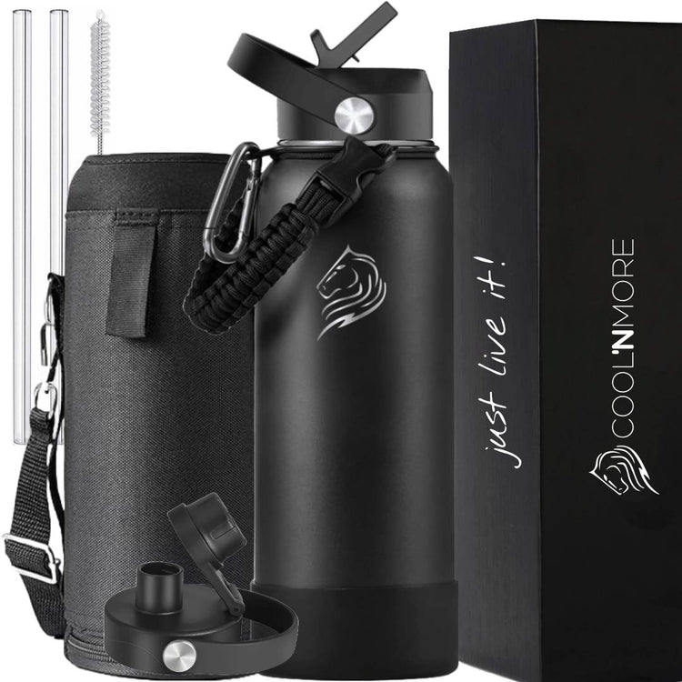 coolnmore ανοξειδωτο θερμος με καλαμακι 1200ml