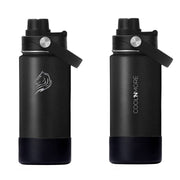 Ανοξείδωτο μπουκάλι θερμός Coolnmore jet black 350ml με sports καπακι και βάση σιλικονης