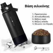 coolnmore jet black παγουρι θερμος 500ml  ανοξειδωτο με καλαμακι ερχεται με βαση σιλικονης η οποια προστατευει, ειναι αντιολισθητικη και μειωνει τον θορυβο