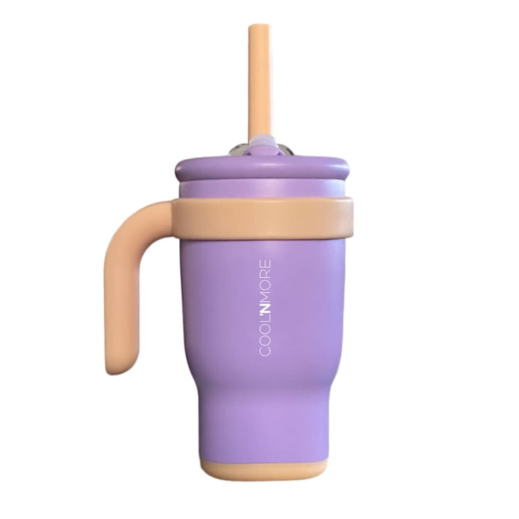 coolnmore ποτηρι θερμος για παιδια tumbler mauve 400ml, με χερουλι και καλαμακι