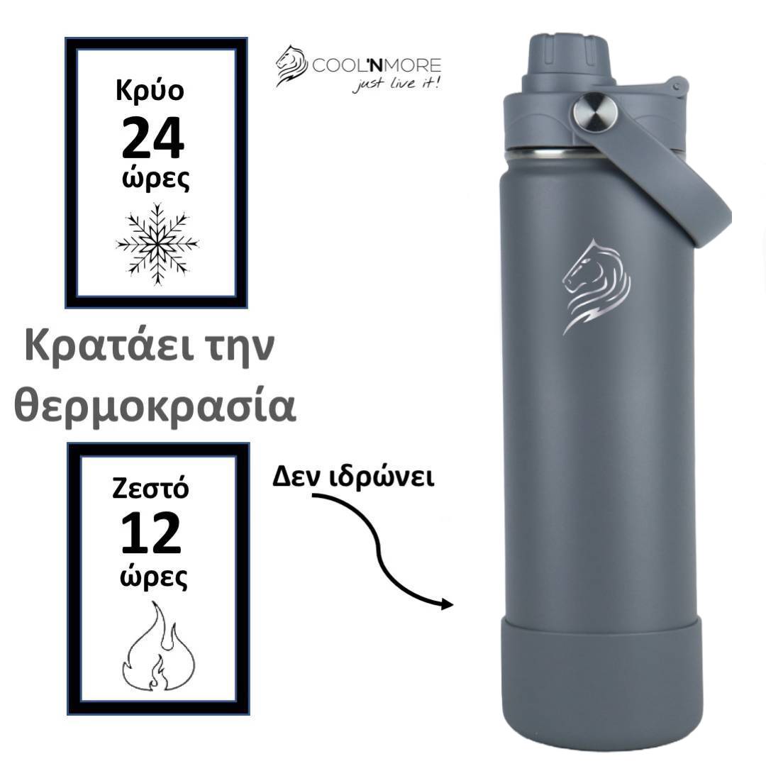 Coolnmore Lava Grey παγούρι θερμός 750ml με καλαμάκι και 7 αξεσουάρ