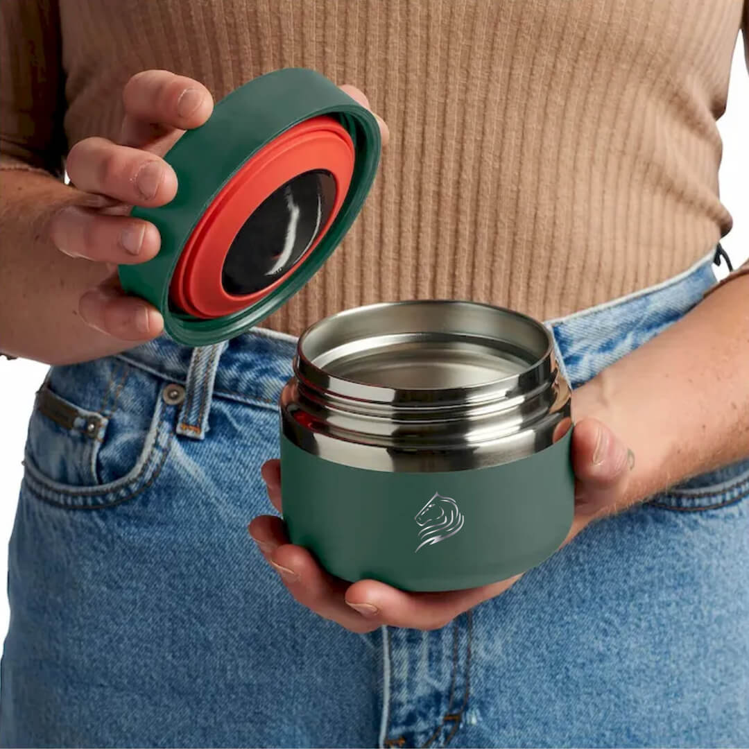 Θερμός φαγητού coolnmore moss green 350ml, 100% στεγανό για μεσημεριανό γεύμα.