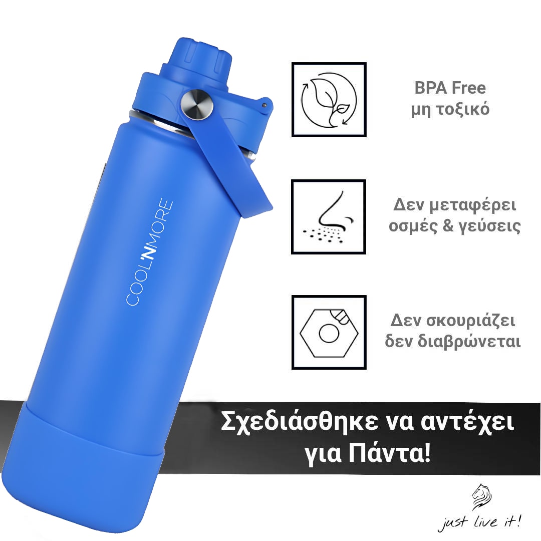 Coolnmore Royal Blue παγούρι θερμός 500ml με καλαμάκι