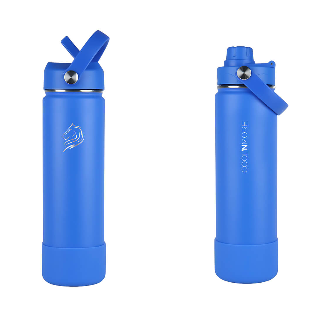 coolnmore royal blue παγουρι θερμος 750ml  με καπακι καλαμακι και sports καπακι μπλε