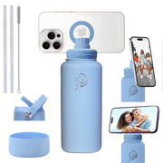 coolnmore sky blue μαγνητικο παγουρι θερμος ανοξειδωτο με καλαμακι 750ml μπλε ματ