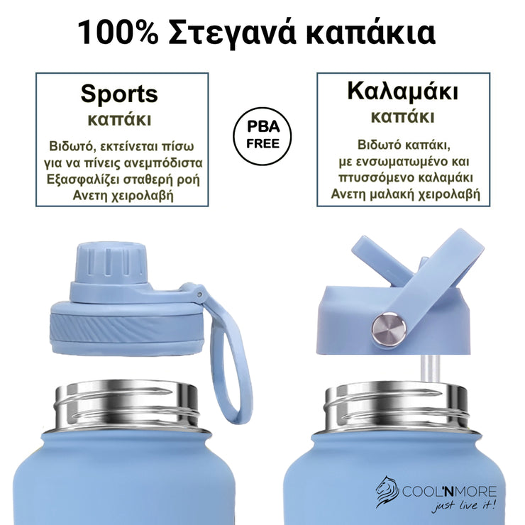 coolnmore Sky Blue θερμος καφε νερου 650ml πολλοί λάτρεις του νερού αναφέρουν ότι βλέποντας το καπάκι με το καλαμάκι τους υπενθυμίζει ότι είναι ώρα για ξαναγέμισμα. Το sports καπάκι καθιστά εύκολο να πίνετε γουλιές με σταθερή ροή όλη την ημέρα χωρίς να διακόψετε τον ρυθμό σας