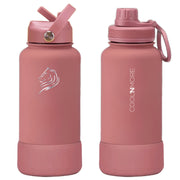 coolnmore smoke pink μπουκαλι θερμος νερου ανοξειδωτο με καπακι καλαμακι και sports καπακι, με βαση σιλικονης 650ml ματ
