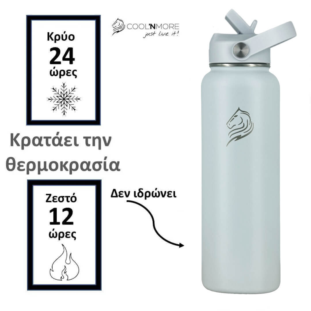 Coolnmore Surf Θερμός Νερού 1 λίτρο - Wide Mouth Παγούρι Θερμός με καλαμάκι
