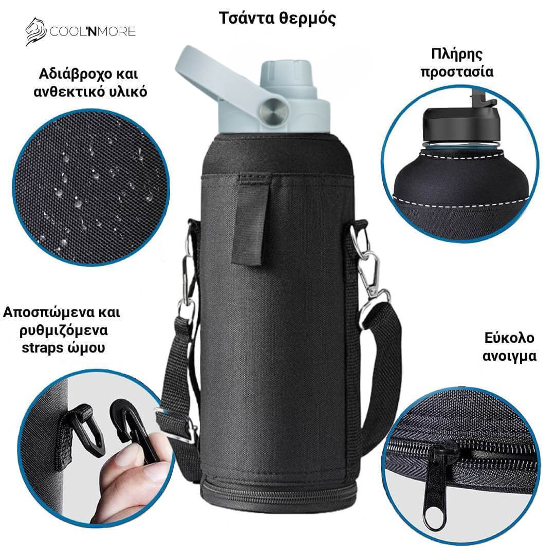 Coolnmore Surf Θερμός Νερού 1 λίτρο - Wide Mouth Παγούρι Θερμός με καλαμάκι